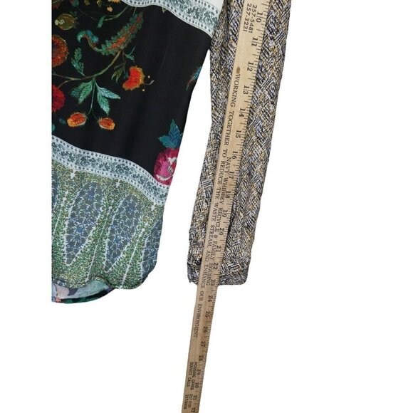 John Mark Shirt‎ Size XS Art To Wear Mixed Media Velvet Embroidered Floral Boho - Picture 16 of 16